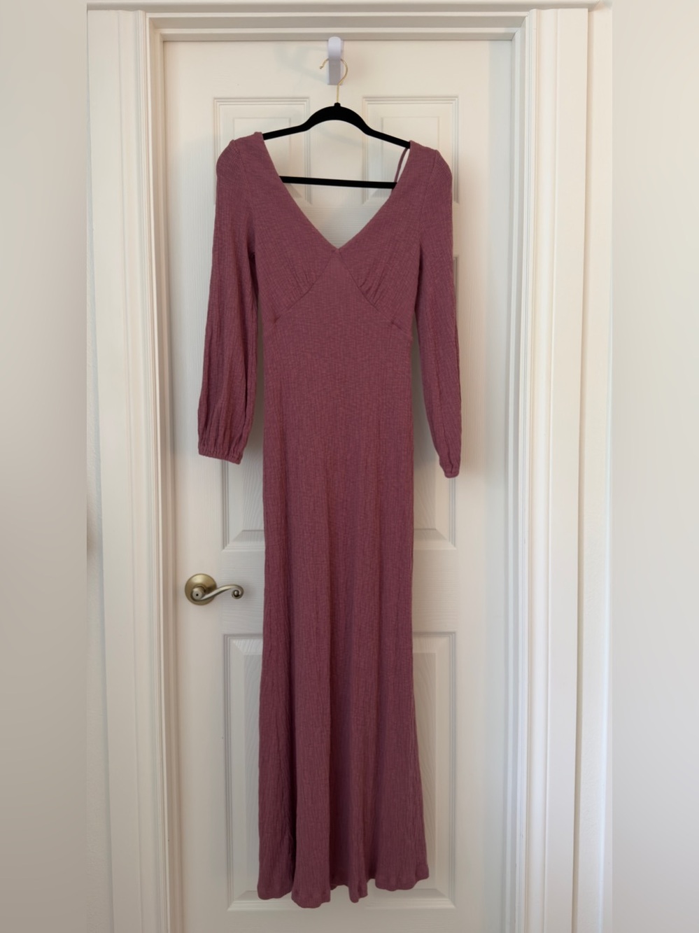 Free people beach maxi dress mauve cotton long sleeve empire waist